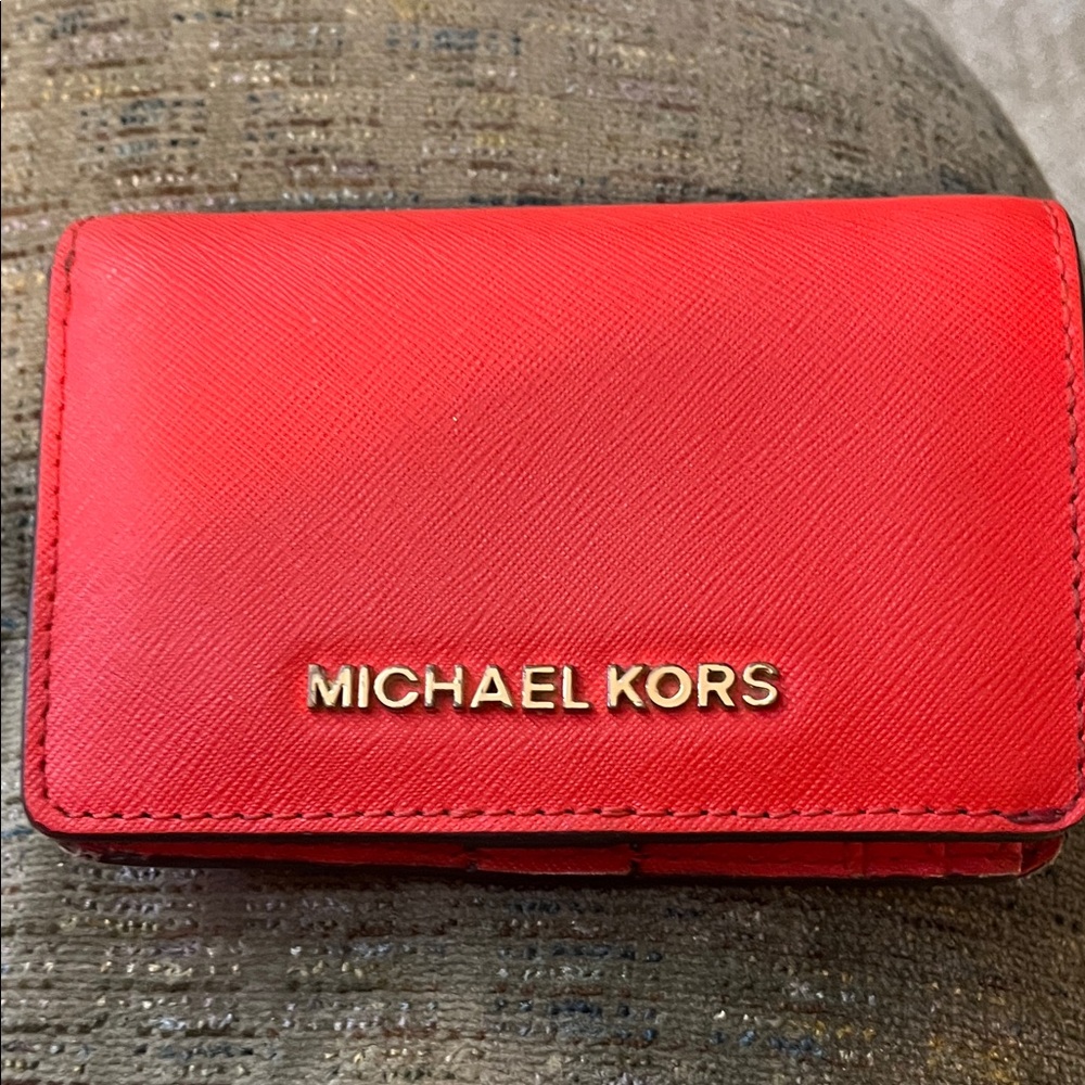 Michael Kors Scarlet Card Holder with Gold Accents